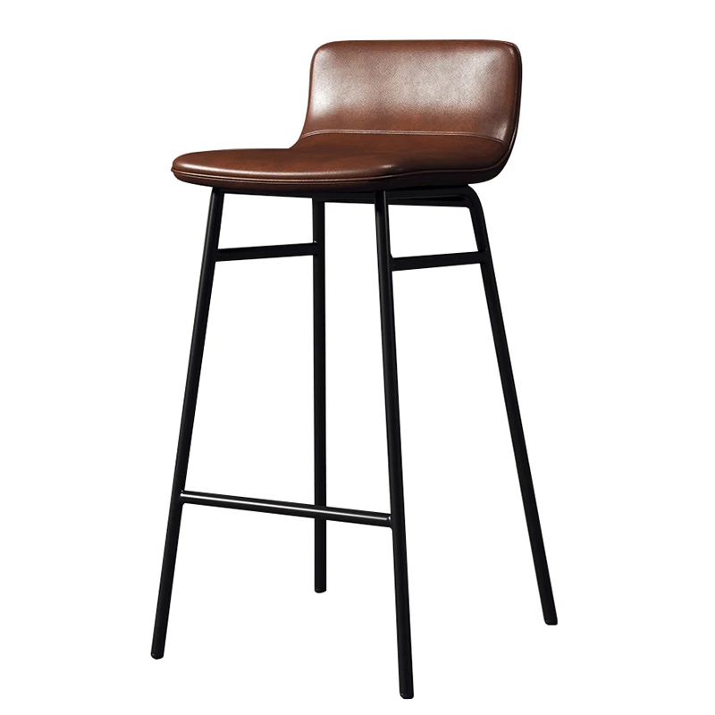 
Nordic high chair black leather and gold steel modern bar stools with back hotel bar chairs 