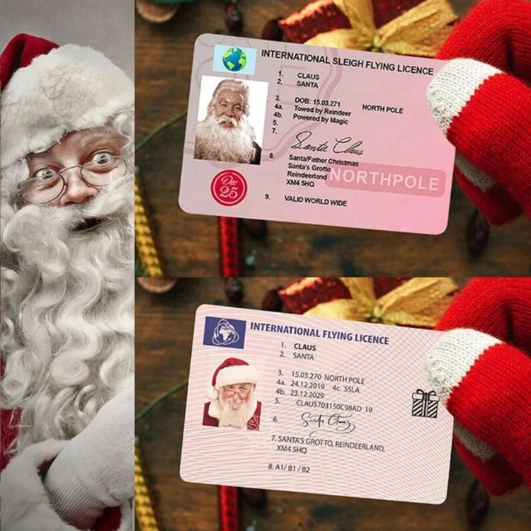 yuwei Santa Driver License Sleigh Flight Licence Santa ID Card Christmas Eve Party Supplies Christmas Eve Driving Licence