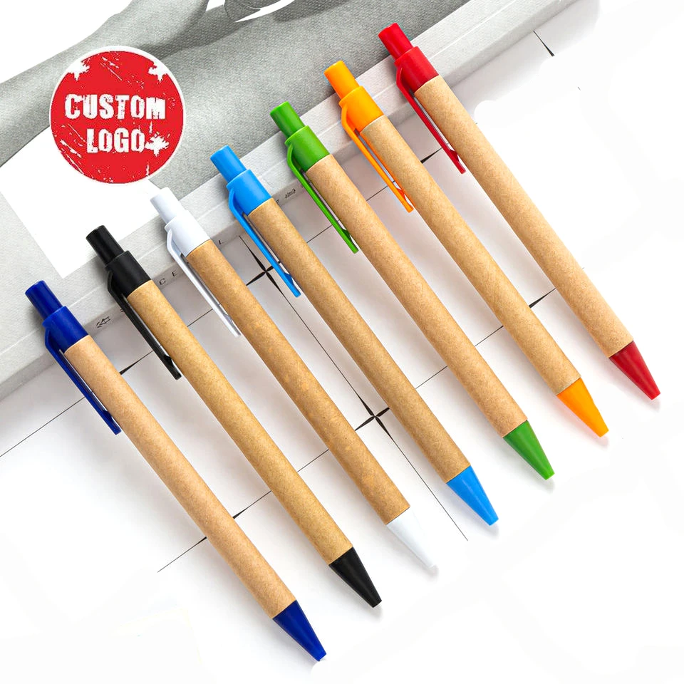 Cheap Advertising Custom Eco Cardboard Ball Pen with Rolling Paper Ecological Paper Ballpen Extremely With Wood Clip