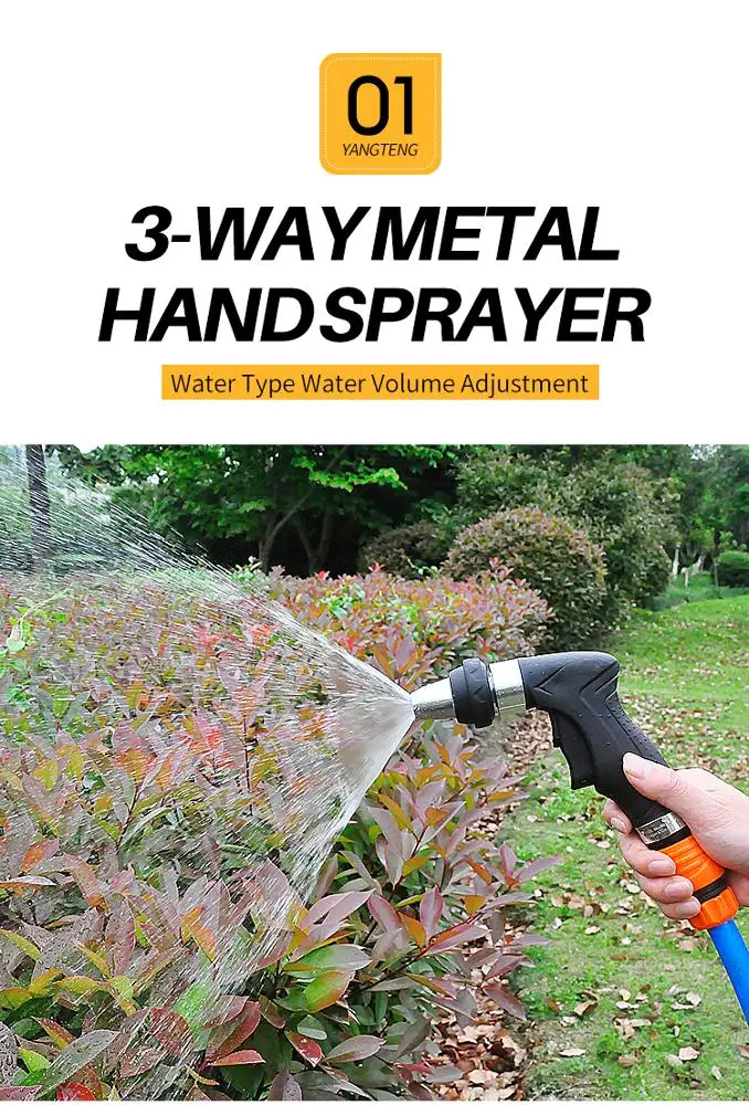 3-Way Metal Hand Sprayer garden gun with hose water gardening Nozzle Sprayer metal Watering Gun Garden