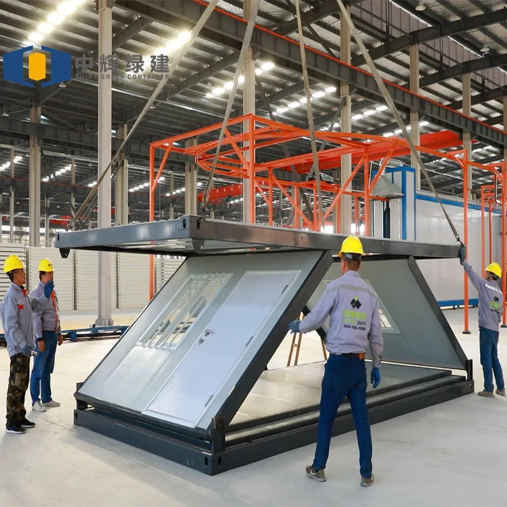 CGCH Cheap 20ft 40ft  Prefab Folding Container Homes Folding Prefabricated House Office Folding Flat Pack Container House