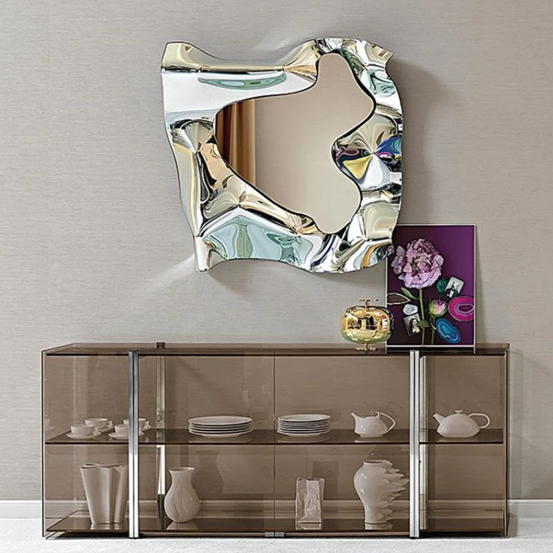 Large Mixed Media Artwork 3D Metal stainless steel mirror glass painting Modern Wall Pictures Wall Art Living Room