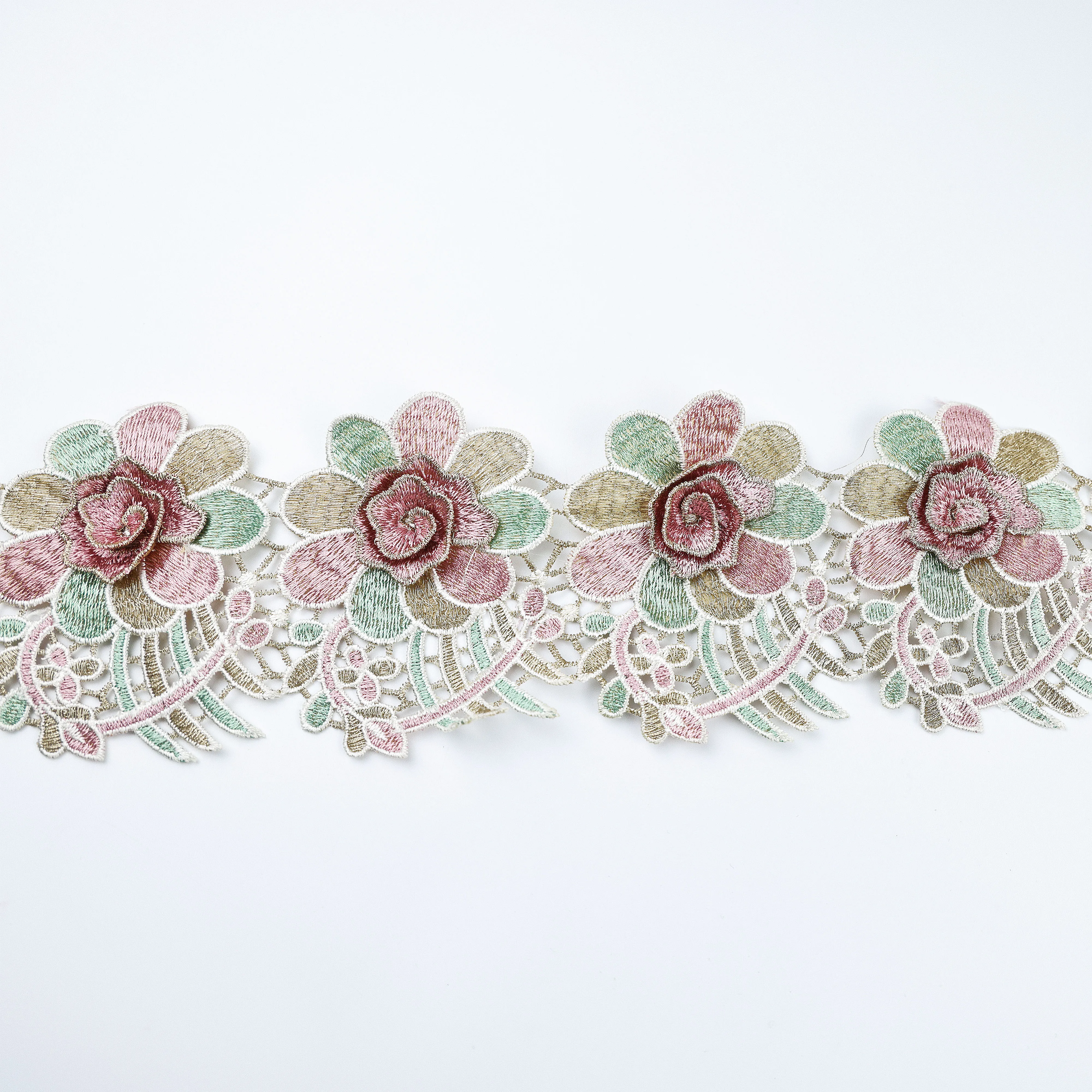 Wholesale High Quality Three-Dimensional Flower Embroidered Lace Colorful Lace Trim
