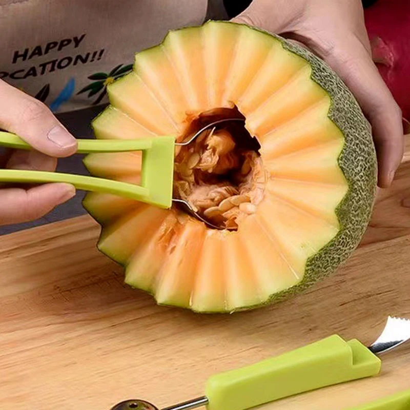 Stainless steel Multi-Function Fruit Ball Carving Knife 4 In 1 Watermelon cantaloupe fruit Slicer Cutter set