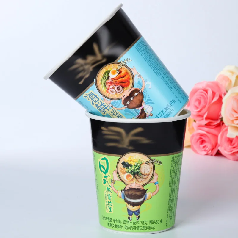 Wholesale Custom Eco- friendly paper soup cup square shape instant noodle cup noodles packaging