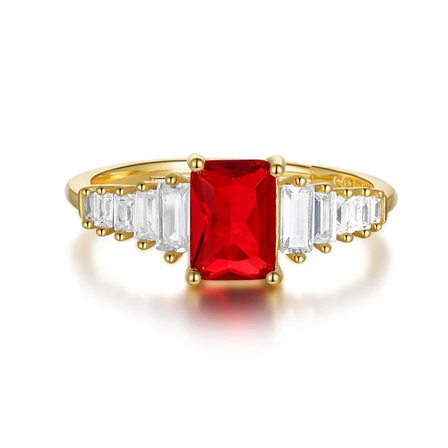 2023 Новое поступление 925 стерлингового серебра AAA Ruby циркониевые кольца для женщин Подарки на помолвку