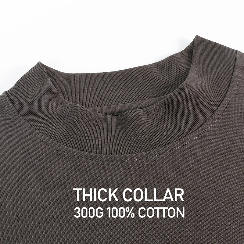 300g heavyweight hip hop loose thick collar boxy fit tshirt custom high quality oversized t shirt for men