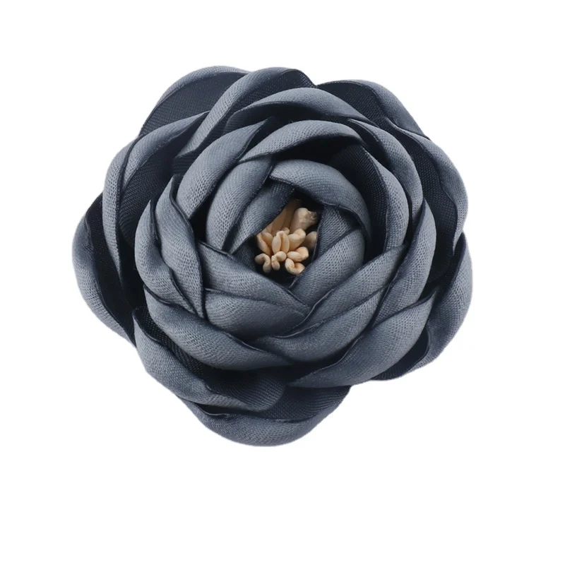 2024 6cm Matt Satin Flower Burning Fabric Artificial Flower Handmade DIY Fabric Flower for Decorative Clothes and Shoes Brooch
