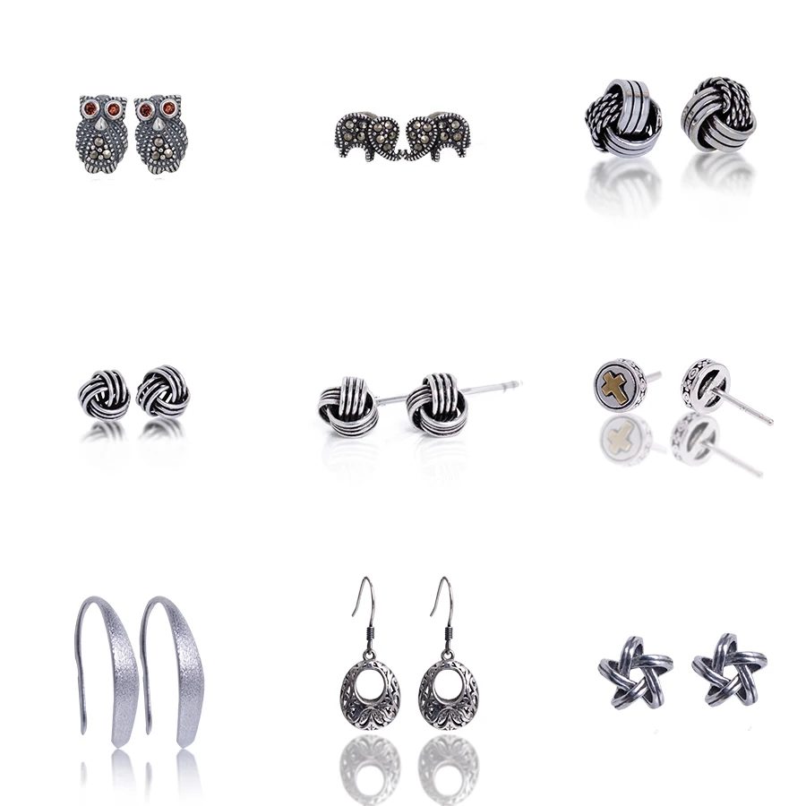 New arrival high quality vintage Thai Jewelry Wholesale fashion jewelry 925 sterling silver stud silver earrings for women