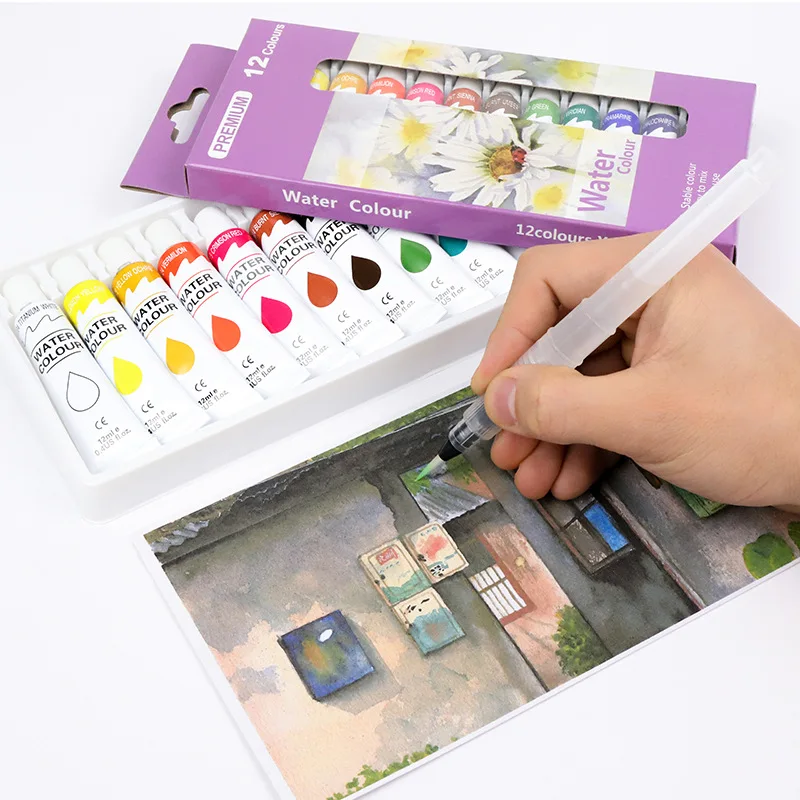 12 colors 6ml 12ml watercolor pigment boxed set painting sketch boxed manufacturer delivery guarantee