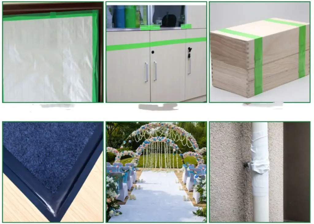 UV Resistant Red Green Durable Waterproof Painting PE Material Nature No Residue Hand Tear Off Tuck  Tape Stucco Masking Tape