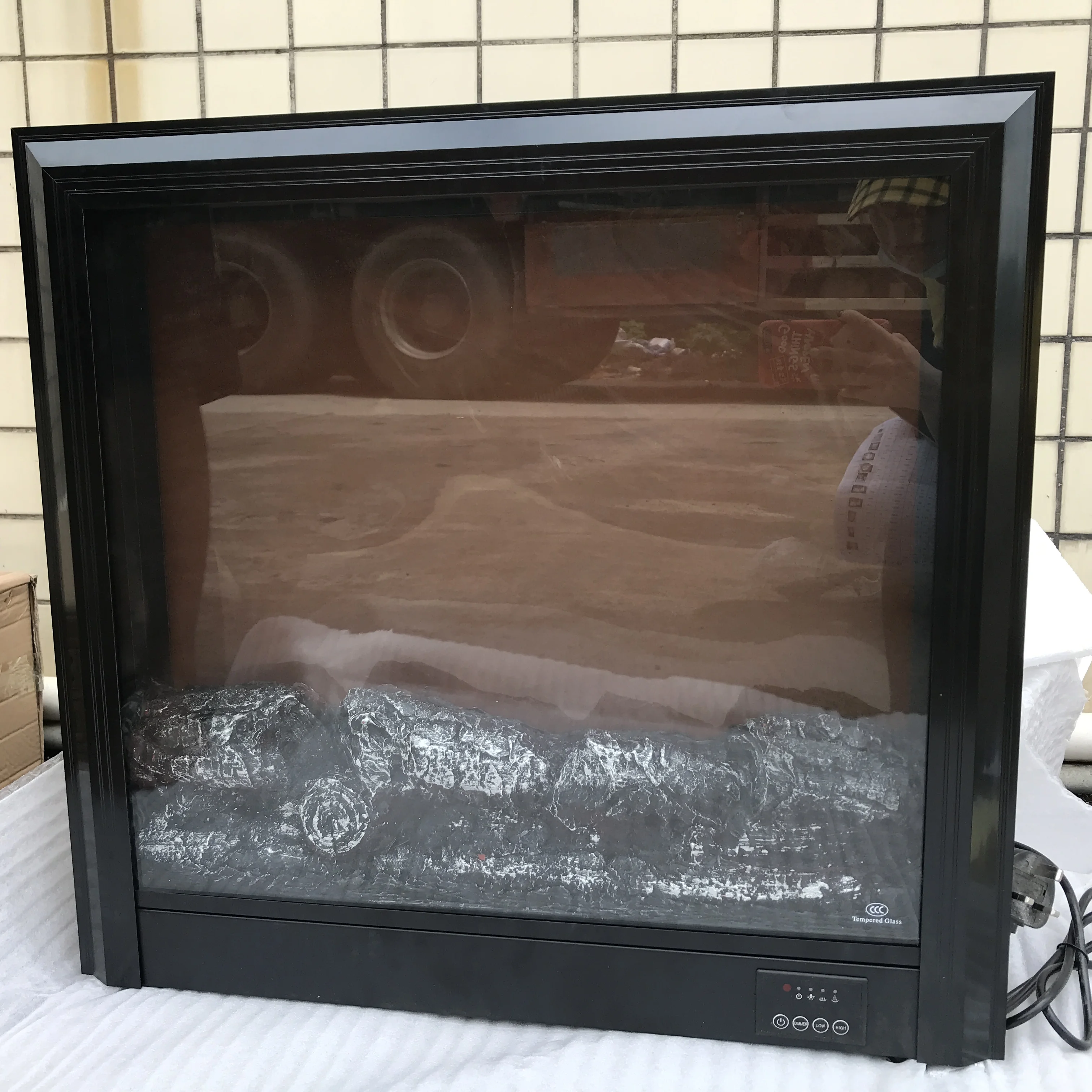 New Mirror Silver Mirrored Electric Fireplace Media Console TV Stand