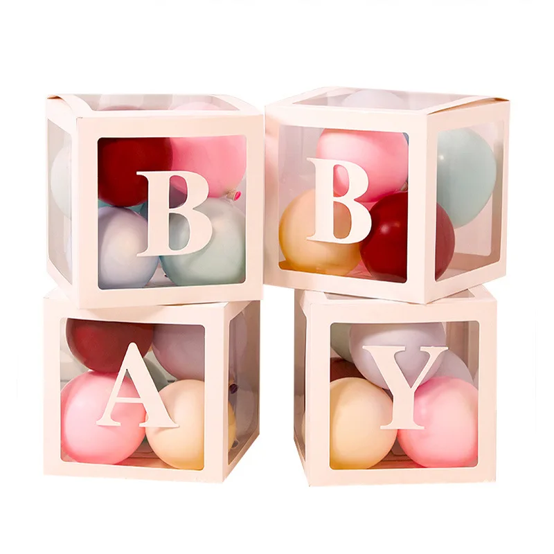 Wholesale Pink White Cardboard Party Decoration Love Baby Shower Transparent Balloon LOVE Box