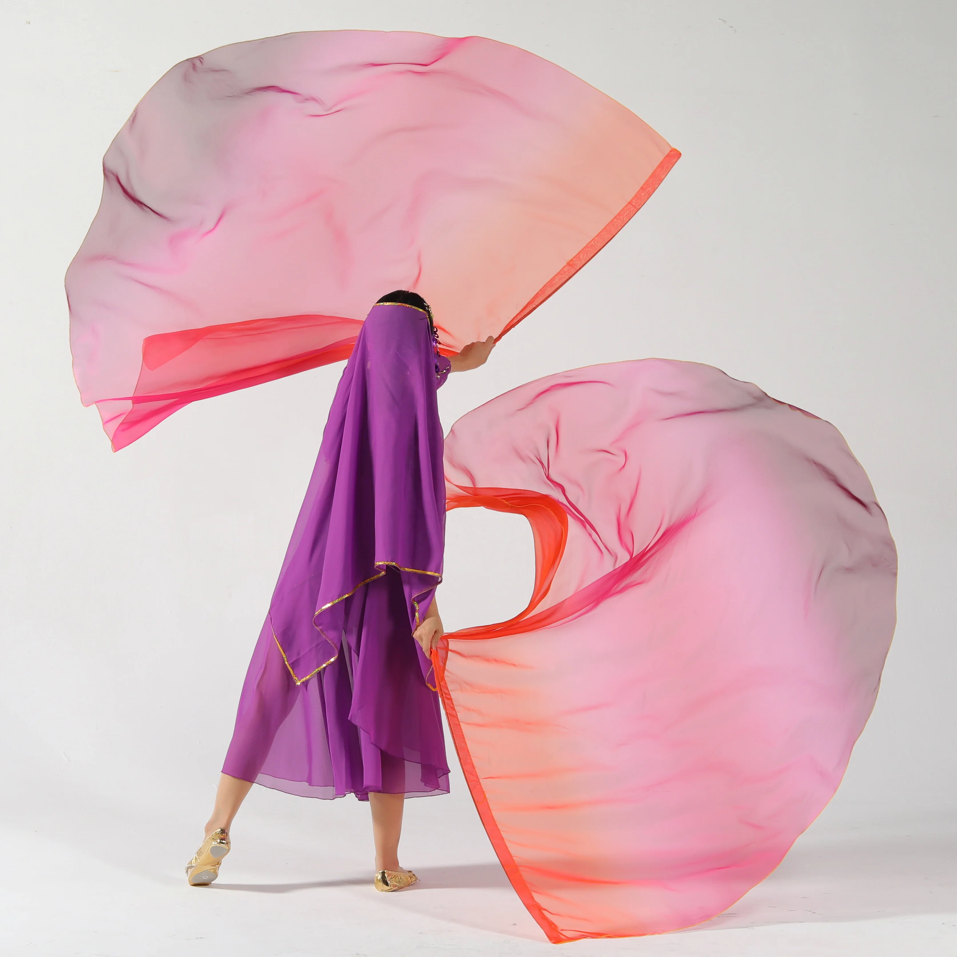 1 Pair Praise Dance Worship Flags Semicircle Worship Angel Wing Flag for Church Dance Banner