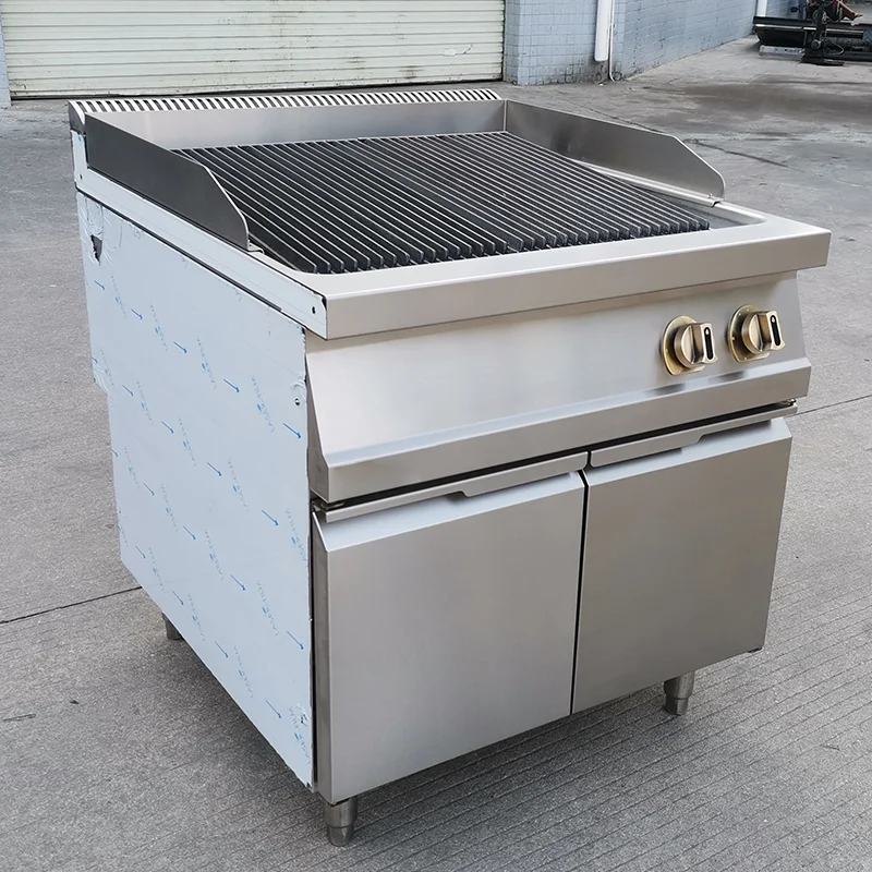 Hot selling restaurant hotel grill stainless steel OEM gas lava grill with cabinet