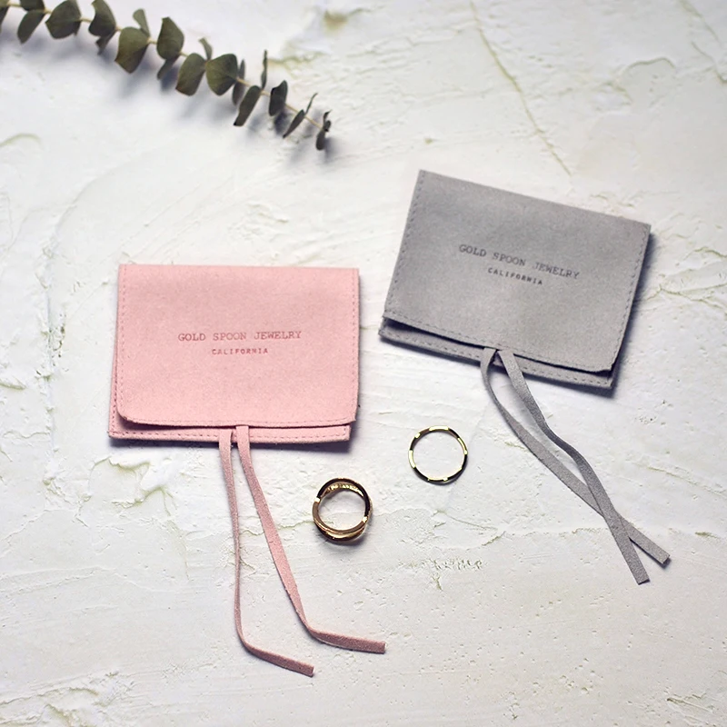 New Microfiber ring hot stamping custom design fasion cute tiny jewelry bags