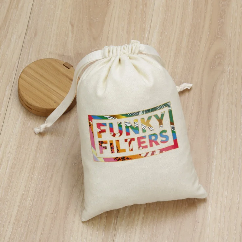 15*20 Natural Canvas Pouch Cotton Canvas Packing Bags With Heat Transfer Pinting