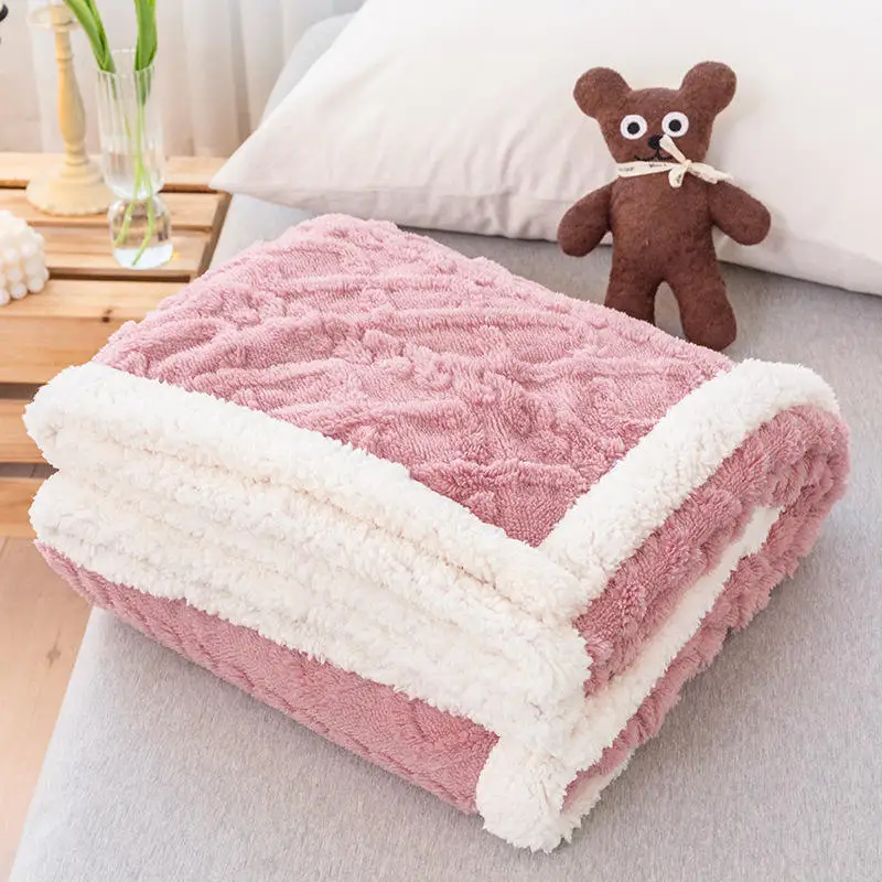 Thick plaid microfiber lamb flannel fleece throw blanket super soft plush polyester sherpa blanket