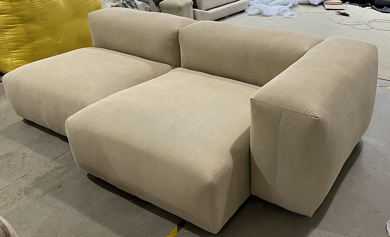 customized sofa use Using solid wood frame high resilience sponge and corduroy fabric