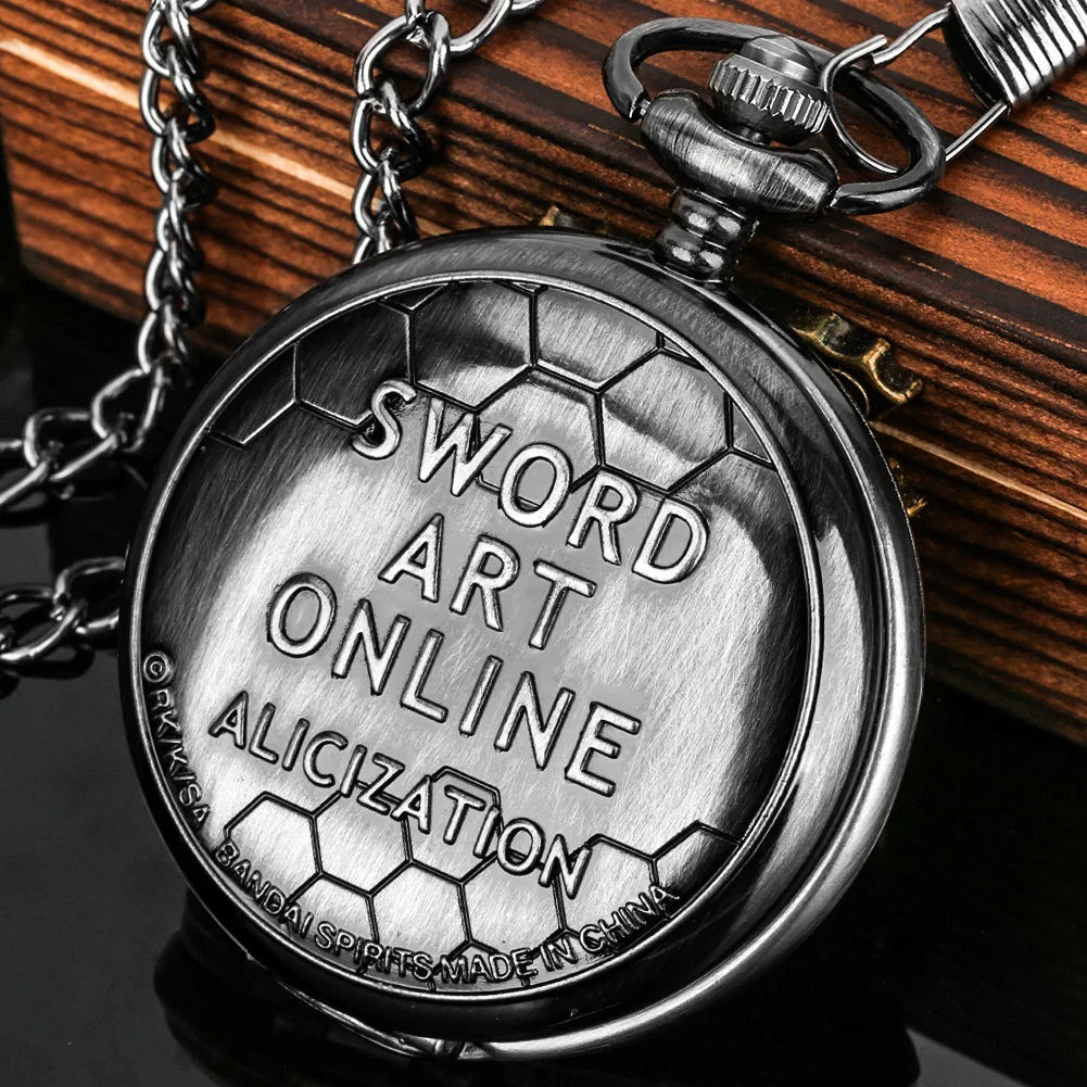 Фон в стиле ретро черного цвета (SAO) обувь для вечеринки Стиле косплей Sword Art Online алисизация: Kirigaya Kazuto Kirito Асуна Юки Косплей Аниме карманные часы