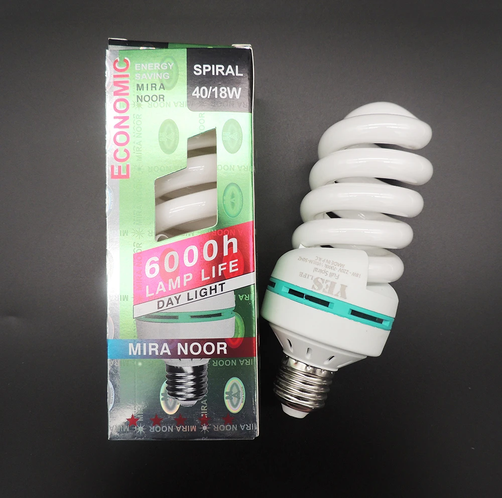 6000h E27 Halogen Glass Tube 18w 40w White Full Spiral Bulb Energy Saving Lamp