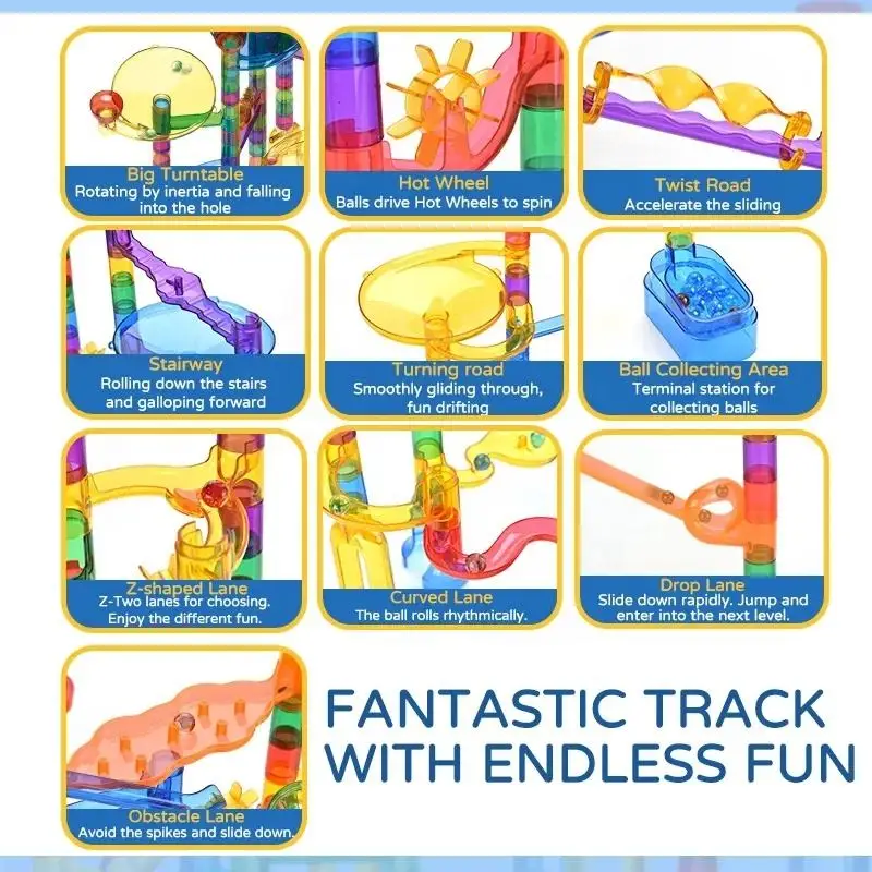 KSF Marble Maze Game Building Toy For Kid Marble Track Race Set STEM Learning Toy Children Gift