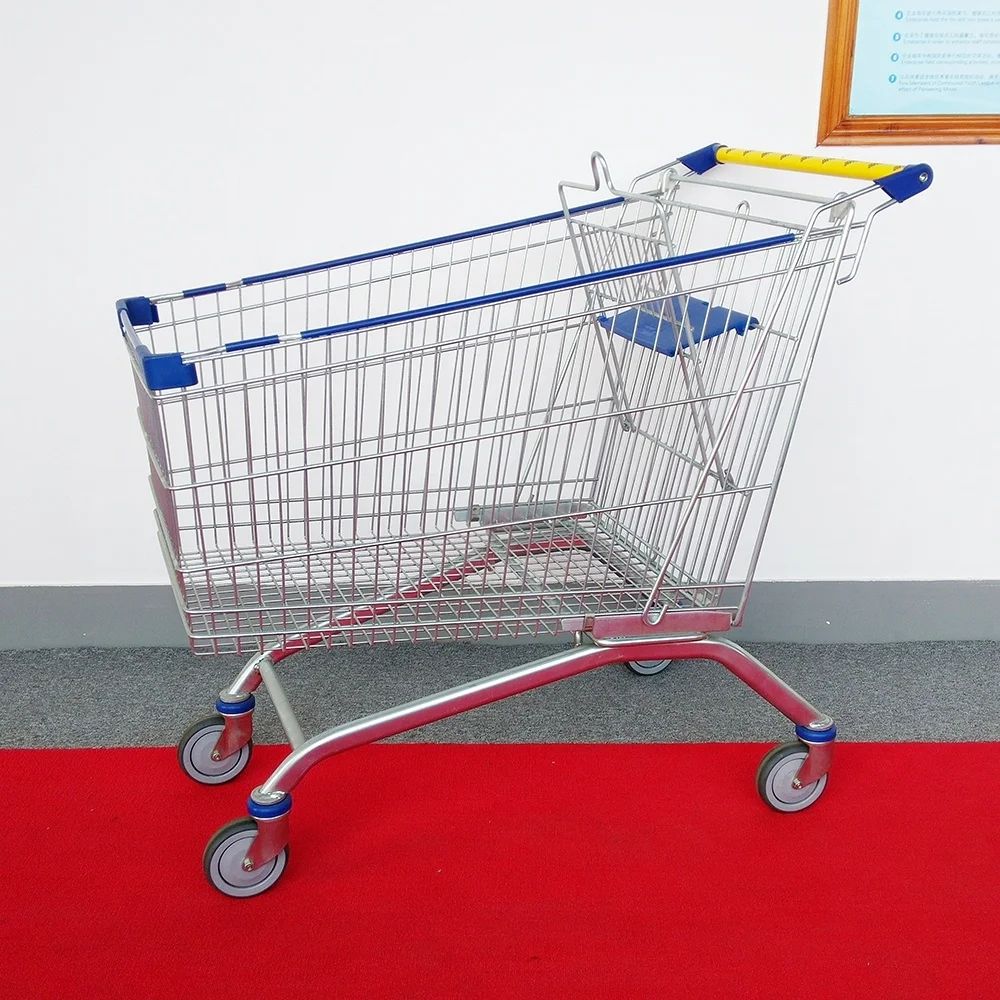 MDL-210A Durable Flexible Metal Supermarket Trolley With Baby Chair Four Wheels Shopping Cart