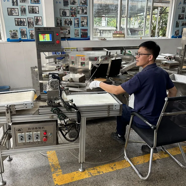 Automatic Egg Roll Making Machine Wafer Cookie Baking Machine Mesin Kue Semprong Adjustable Size Rolled Wafer Cutting Machine