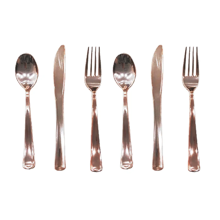 300 pieces rose gold plastic silverware for party and  wedding