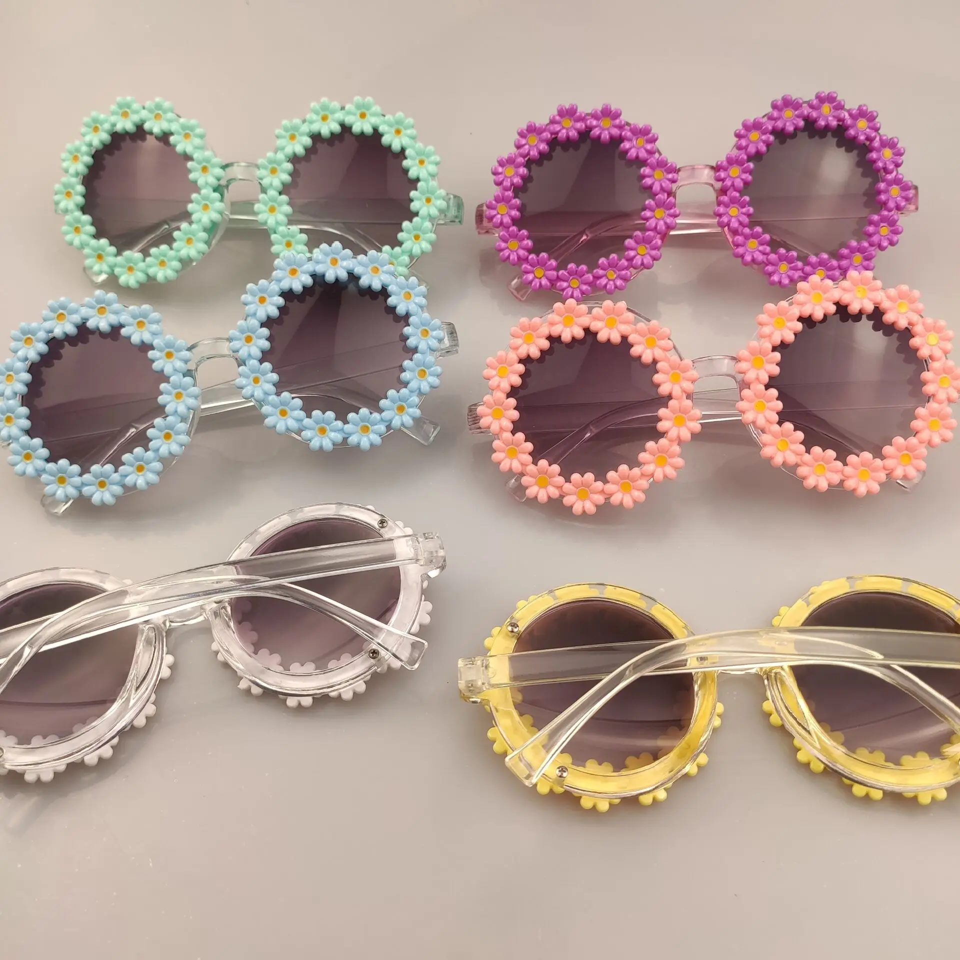 ZHIHENG 2024 new kids flower sunglasses girls boys plastic frame sunglasses colorful beautiful sunglasses