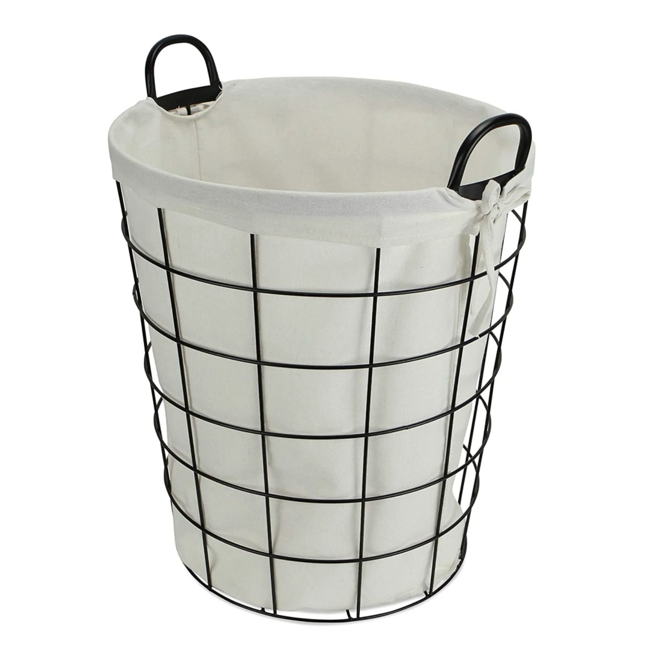 Best selling have fabric liner and handle wire metal baskets laundry basket