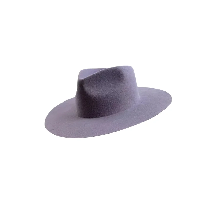 Mature Personality Brims Women Custom Wool Fedora Hats Purple color Luxury Fedora Hat