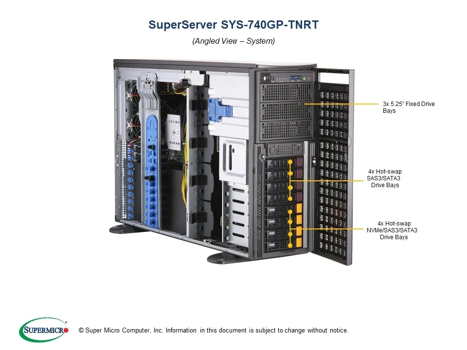 SuperServer SYS-740GP-TNRT Ai Artificial Intelligence Deep Learning Training Gaming Desktop Computer Servers Case