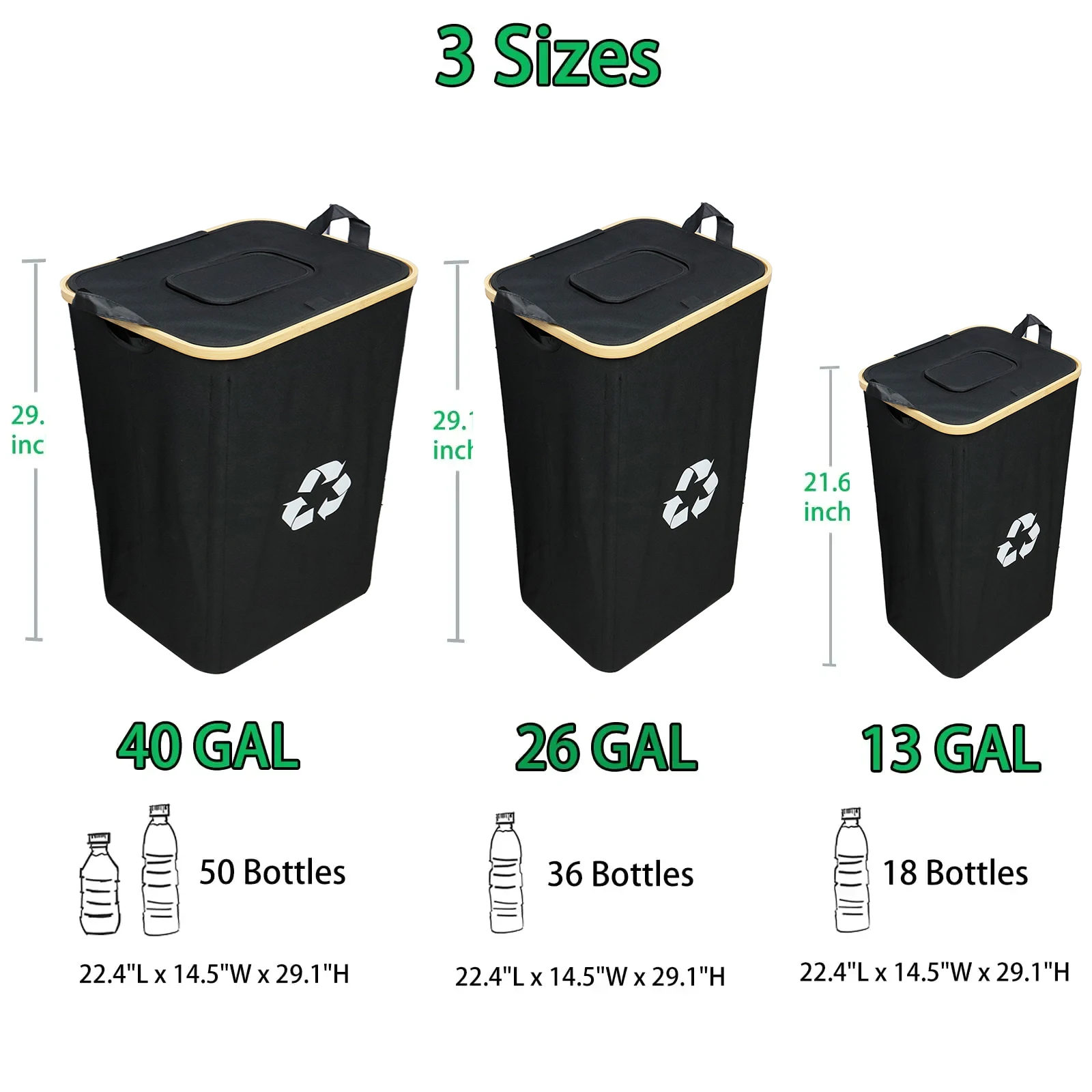 Foldable And Portable Durable Large Bottle Storage Basket Indoor Home Recycling Bins With Lid For Kitchen