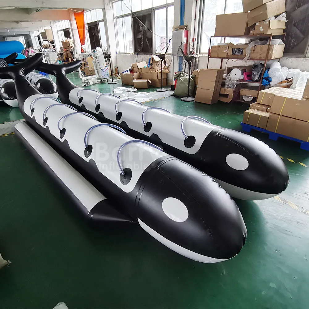 Double Banana Boat 10 seaters 2023 Water Fun Park 14 people Two Lane Inflatable sea Banana Boat for hot Summer