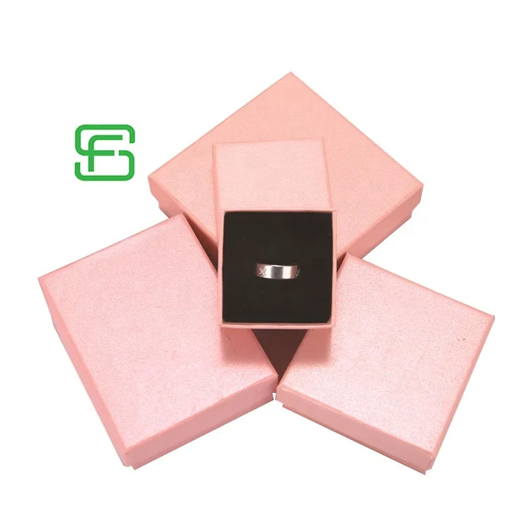 Ring Boxes Jewelry Packaging Box Custom Logo Earrings Pink Packaging Jewelry Box With Logo