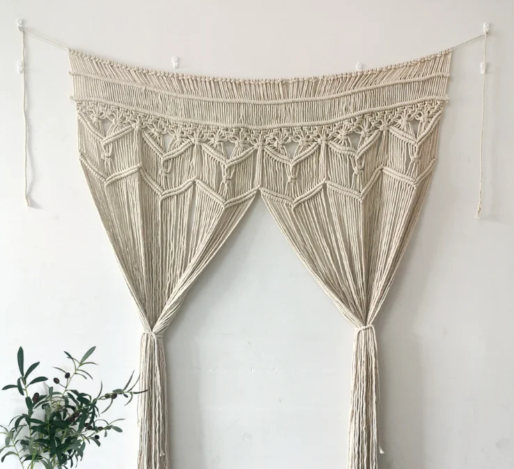 Wholesales Handmade Wall Hanging Curtain Art Creative Indoor Bohemian Macrame Woven Wall Hanging Tapestry For Home