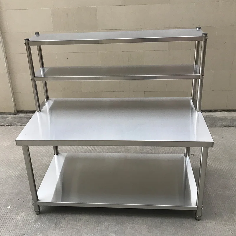 Industrial Heavy Duty Work Bench Solid Metal Working Tables Top Shelves Kitchen Work Table