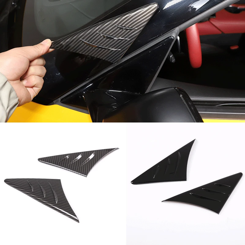 Carbon Fiber Look & Gloss Black Front Anti-wind Buffeting Deflector Trim Cover For Toyota Supra GR MK5 A90 J29 2019 2020 2021