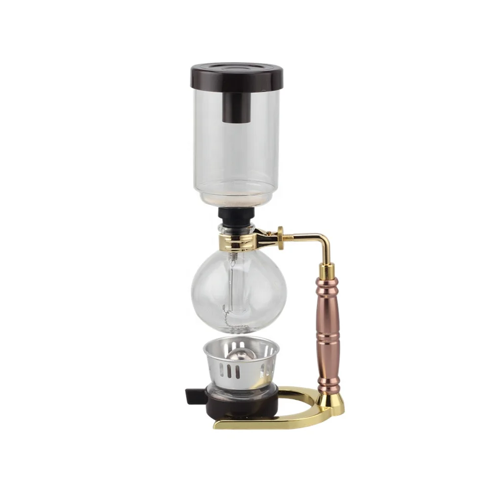 Tabletop High Boron Vacuum Glass Rose Golden Syphon (Siphon) Coffee Maker