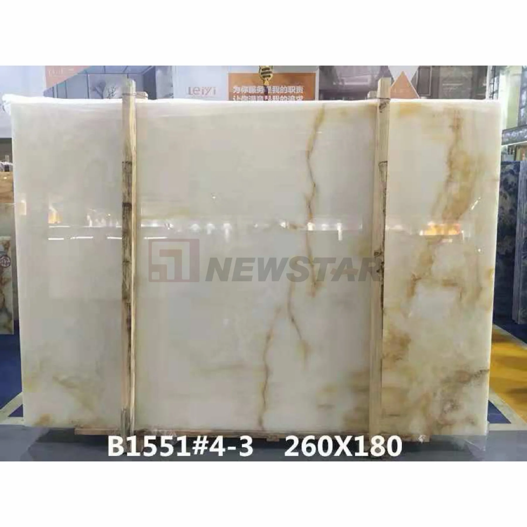 Newstar Luxury Stone Slab Kitchen Countertop Slabs Island Background Wall Floor Staircase White Onyx Marble Slab