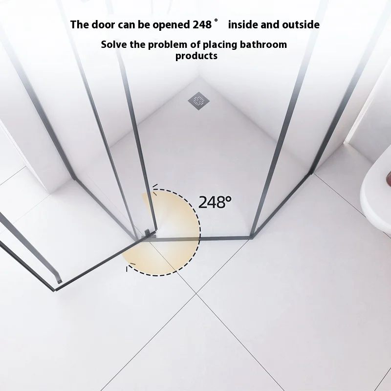 Minimalist Diamond-Shaped Shower Screen Simple Bath Partition Glass Door Sliding Polished Household Dry Wet Separation Bathroom
