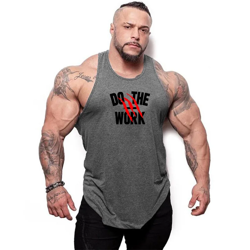 Running Vest Men Cotton Workout Compression Shirt Bodybuilding Fitness Tank Top Men Breathable Gym Clothing Male Sport Shirts