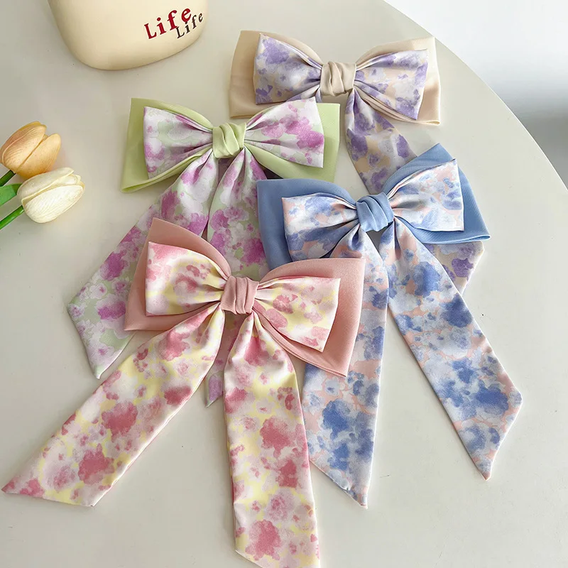 Bow Knot Sweet Fabric Hair Clip Ladies Back Head Duckbill Hair Accessories For Women Small Floral Hair Claw