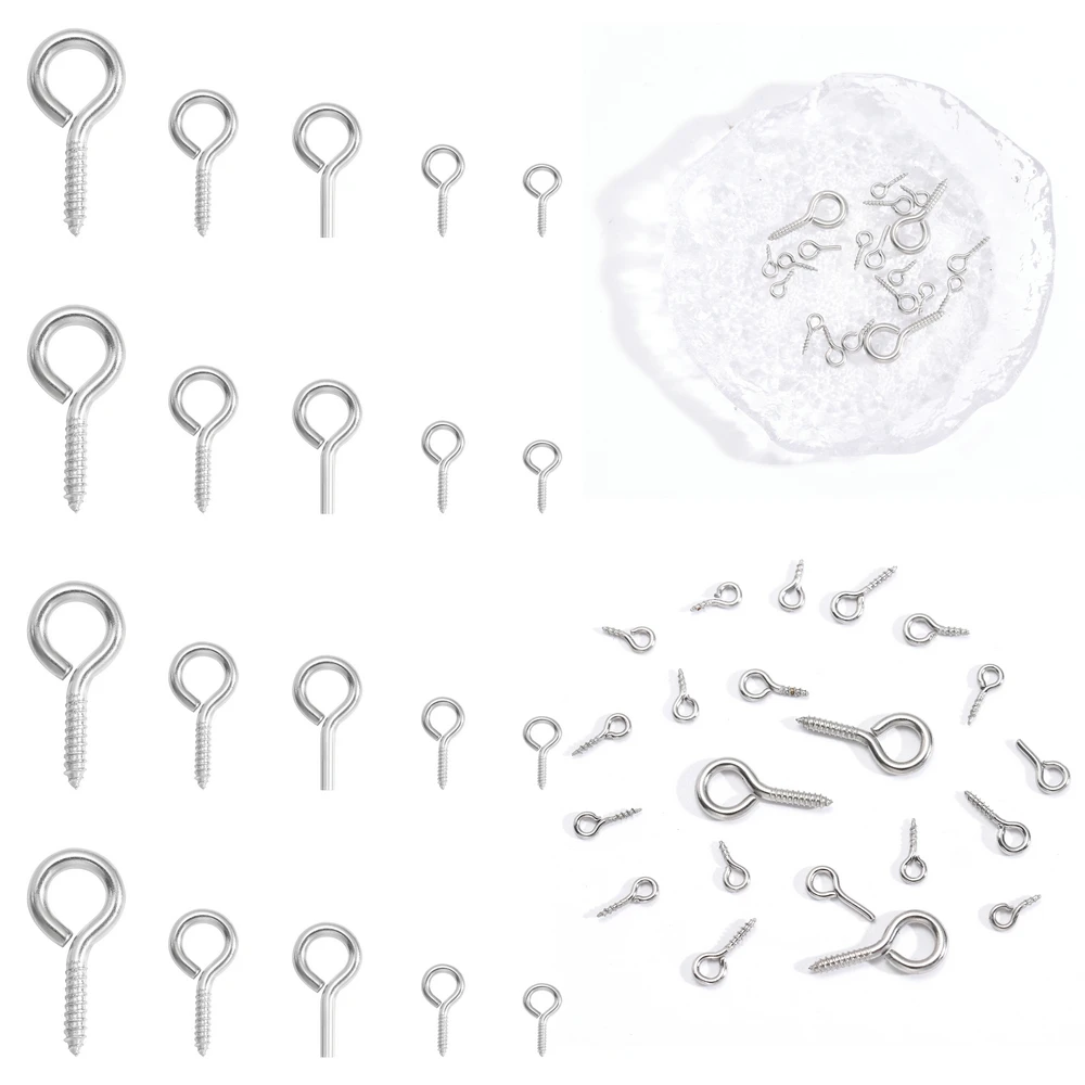 100pcs Small Tiny Mini Eye Pins Eyepins Hooks Eyelets Screw Threaded Gold Clasps Hooks Jewelry Findings For Making DIY