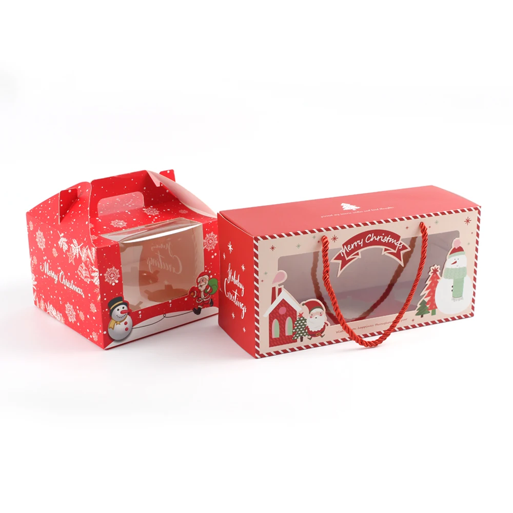 Ready Stock Merry Christmas Cupcake Cookie Macaron Bakery Cake Christmas Gift Box Packaging Boxes ZWith Insert