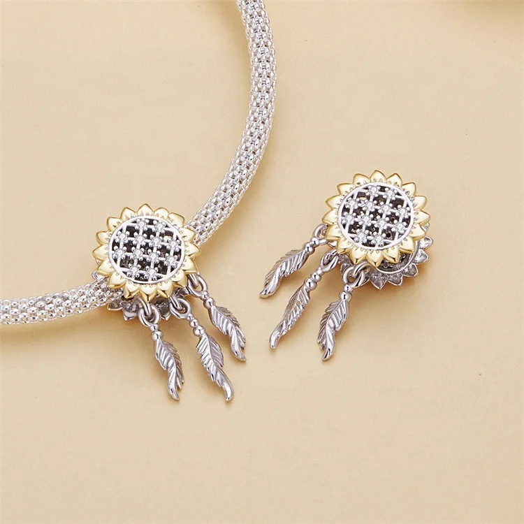 custom sunflower summer pendants and charm designer inspired decoration 925 sterling silver charms for jewelry making