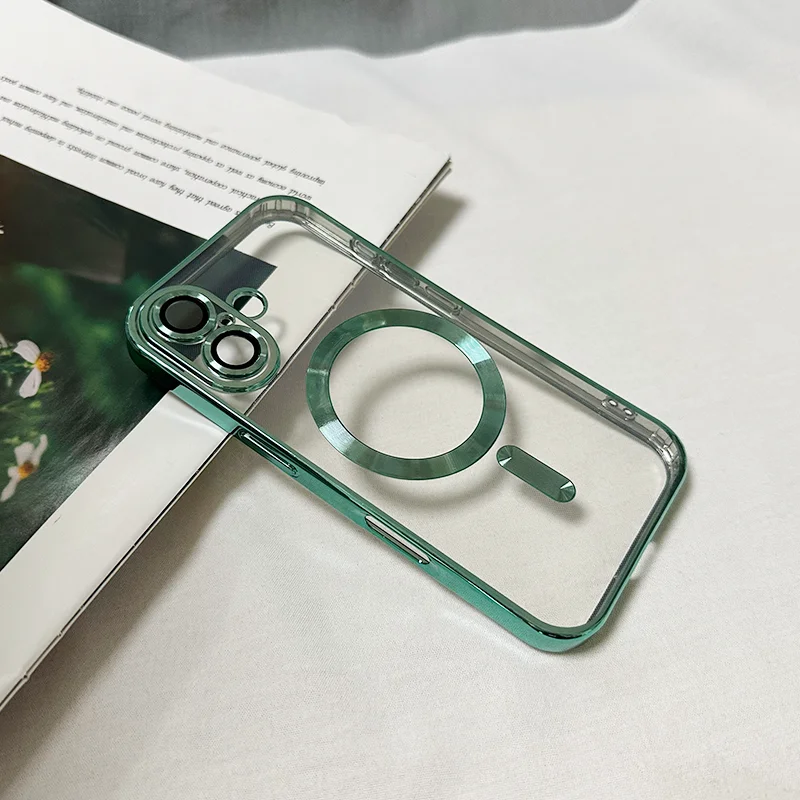 High Quality Magnet Phone Case for iPhone 13 14 15 16 Pro Max Multi Colors TPU CD Electroplated Phone Case