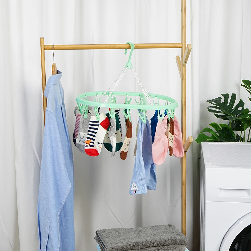 With Clips Foldable clothes hanger Plastic Drying Hook scarf underwear plastic sock hanger