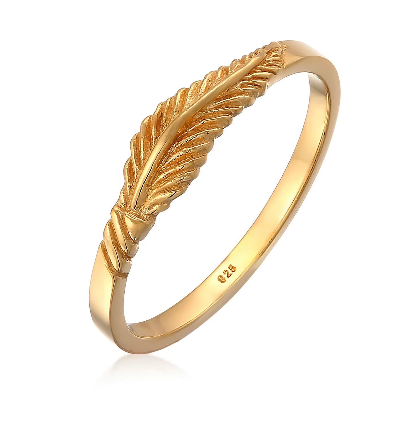 Milskye charming jewelry 18k gold plated 925 sterling silver unique bohemian feather ring
